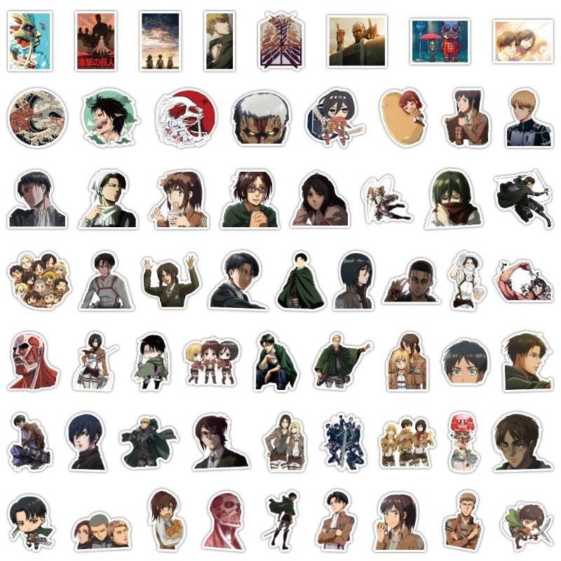 Laptop Accessory - 60Pcs Attack on Titan Anime Stickers