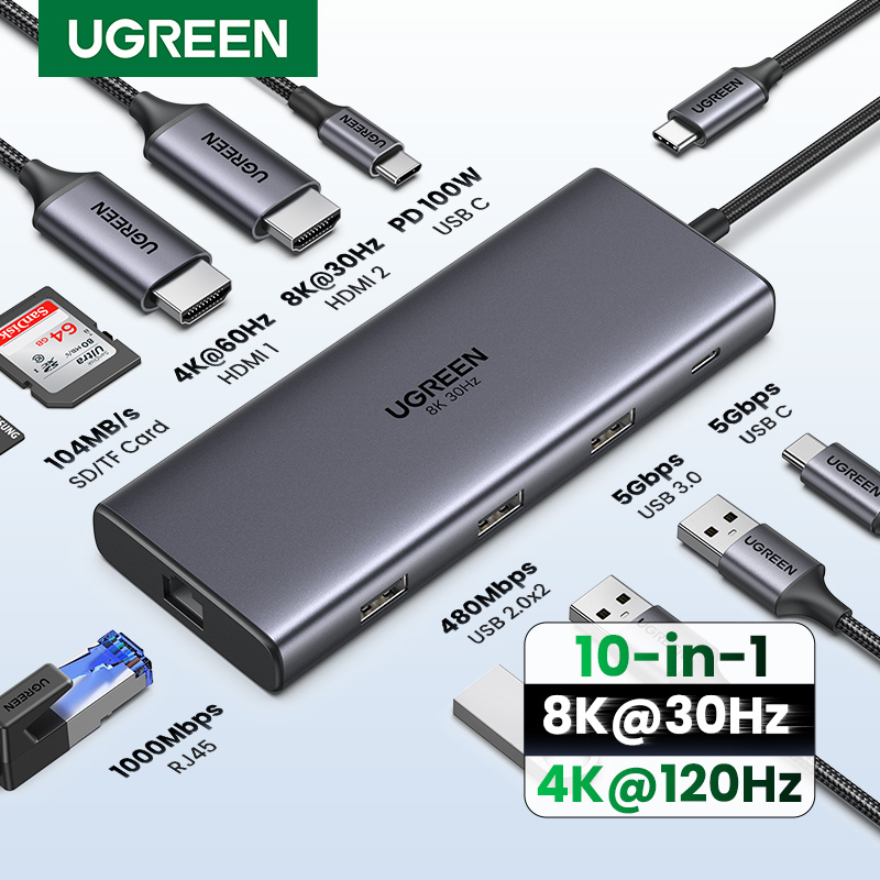 UGREEN Dual HDMI USB-C HUB 8K  - Mac Laptop Accessories recension och pris