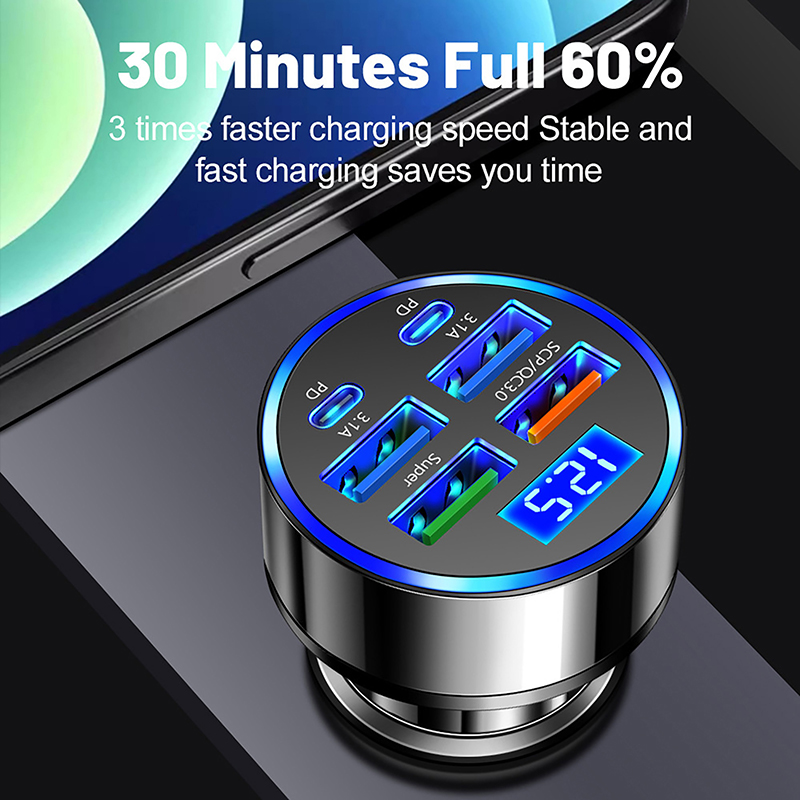 100W 6-Ports USB Type-C Car Ch - Usb C Power Adapter recension och pris