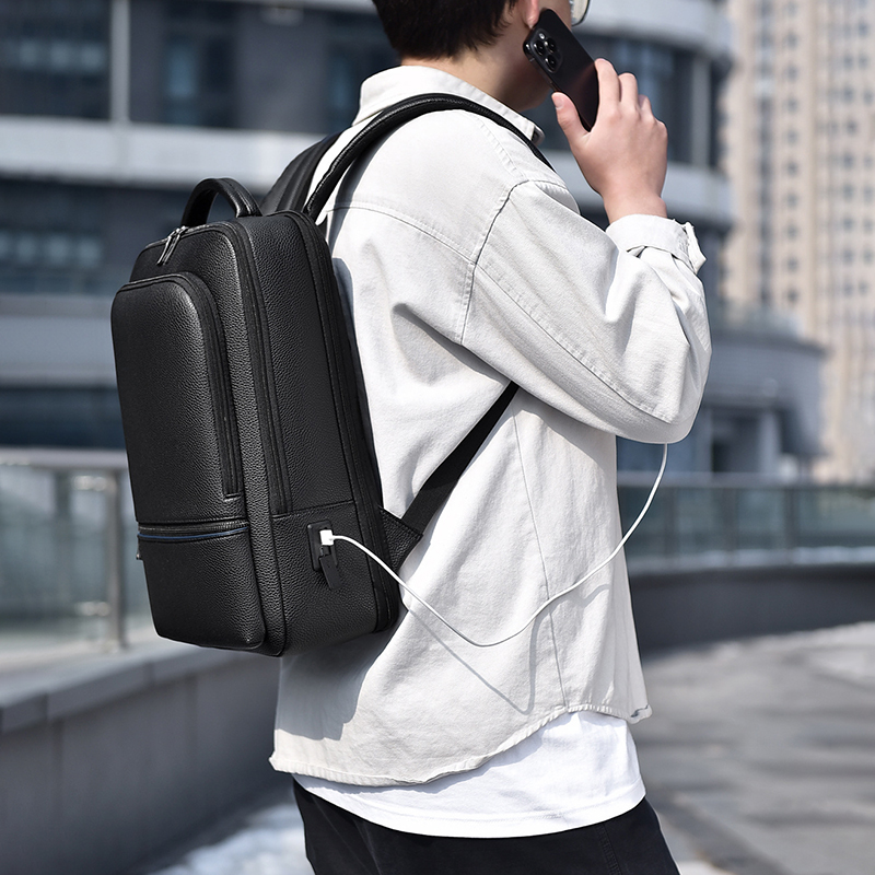 PU Leather Men's Backpack USB  - Laptop Accessories Travel Case recension och pris