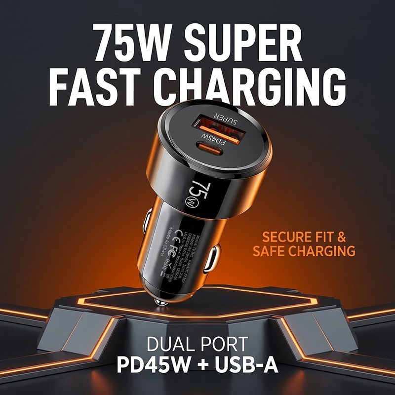 75W Dual Port Car Charger PD 4 - Usb C Power Adapter recension och pris