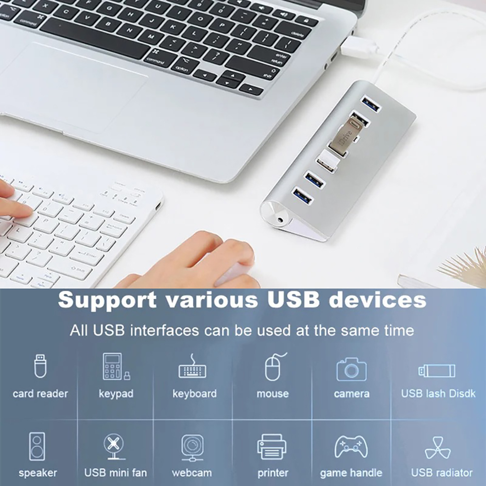Aluminum Alloy USB 3.0 HUB 7 P - Mac Laptop Accessories recension och pris